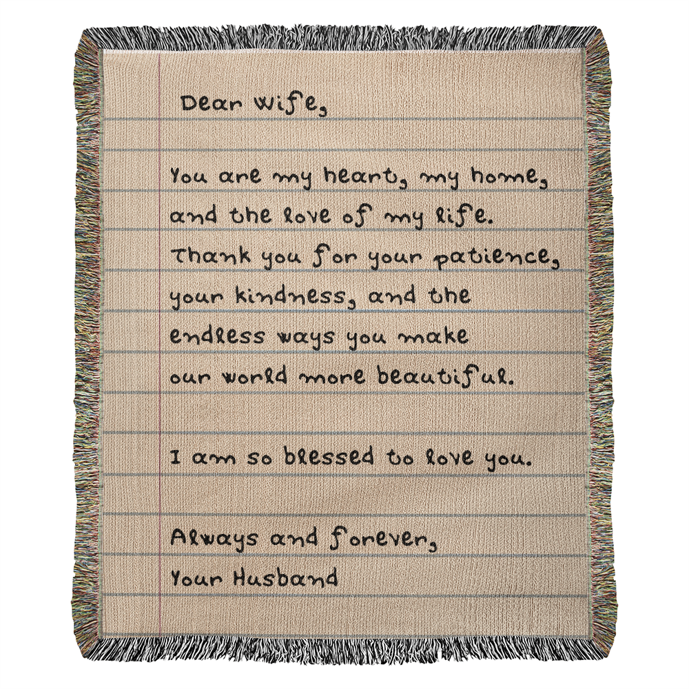 Dear Wife Letter Woven Blanket