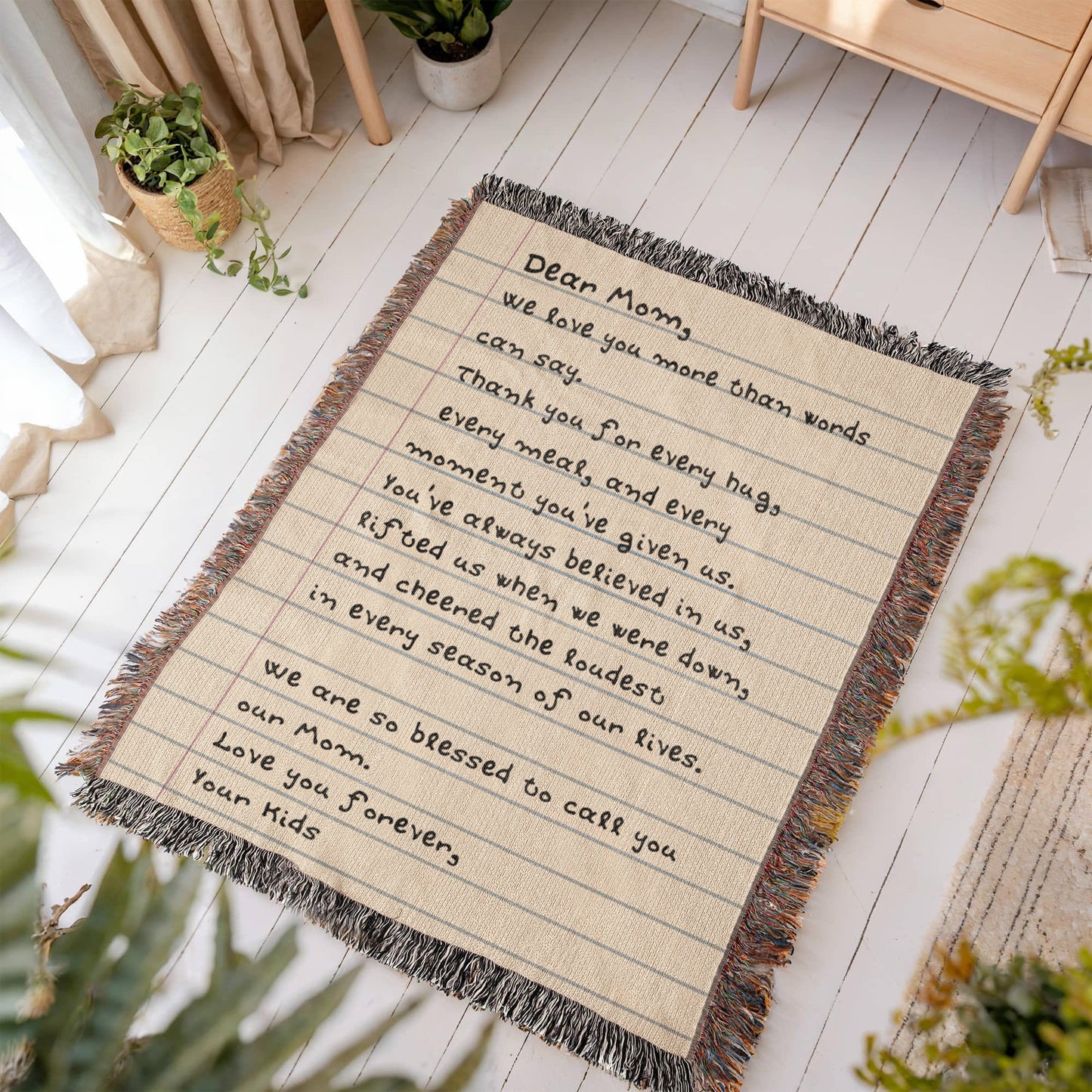 Dear Mom Letter Woven Blanket