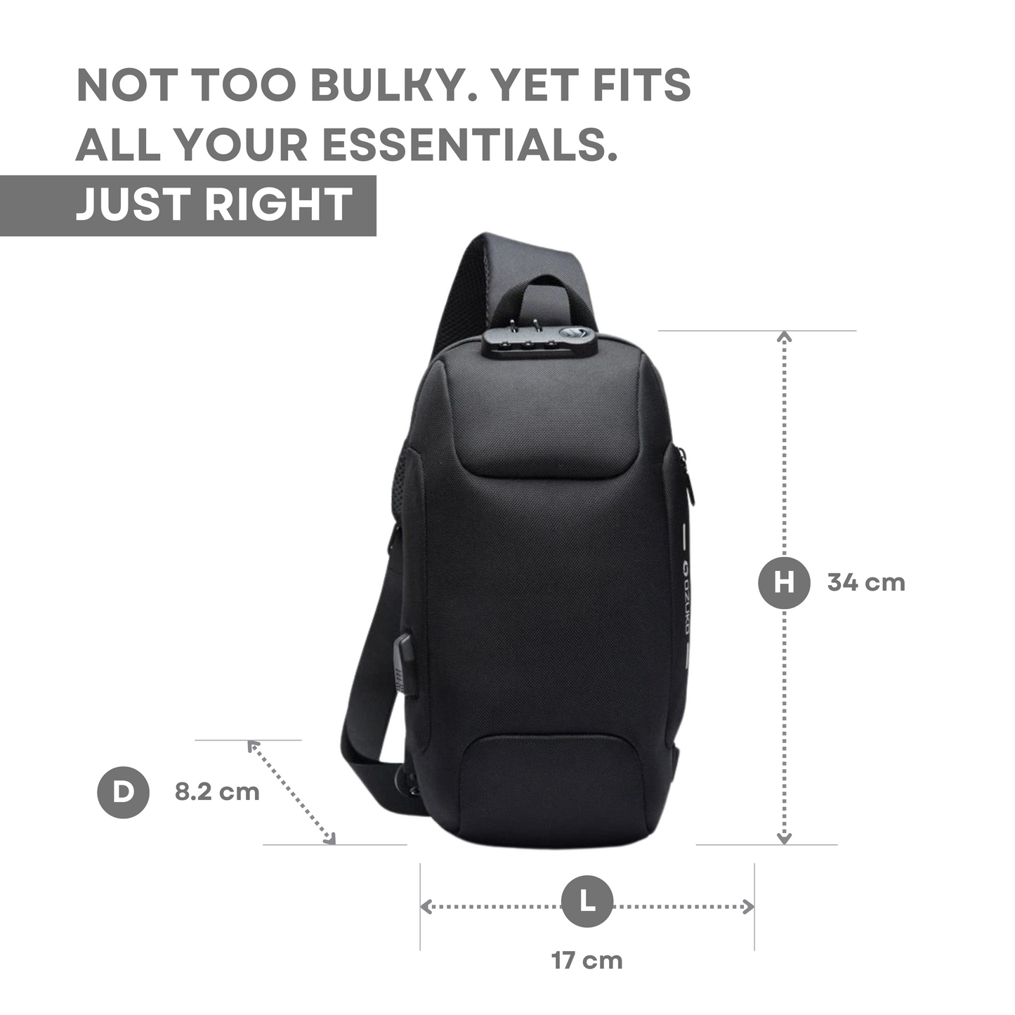 Nomova™ TrekSafe – Anti-Theft Charging Crossbody Bag