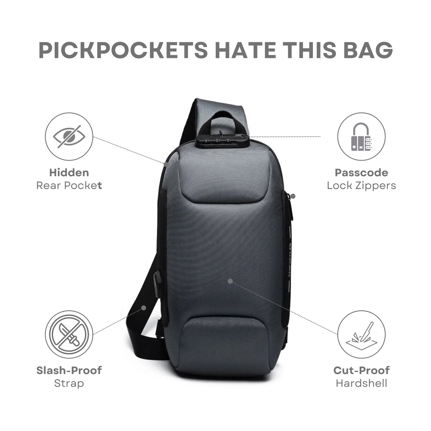Nomova™ TrekSafe – Anti-Theft Charging Crossbody Bag