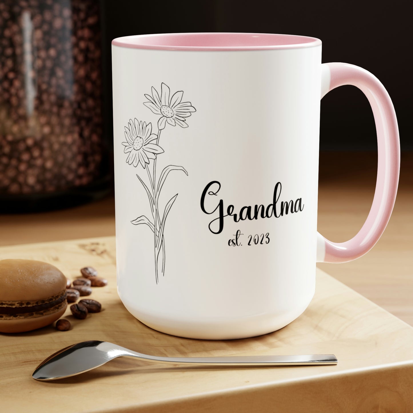 New Grandma's Mug,Birth Month Flowers, New Mom Mug, Gifts for Mimi, Birth Month Flowers,Personalized Mug Coffee 15oz