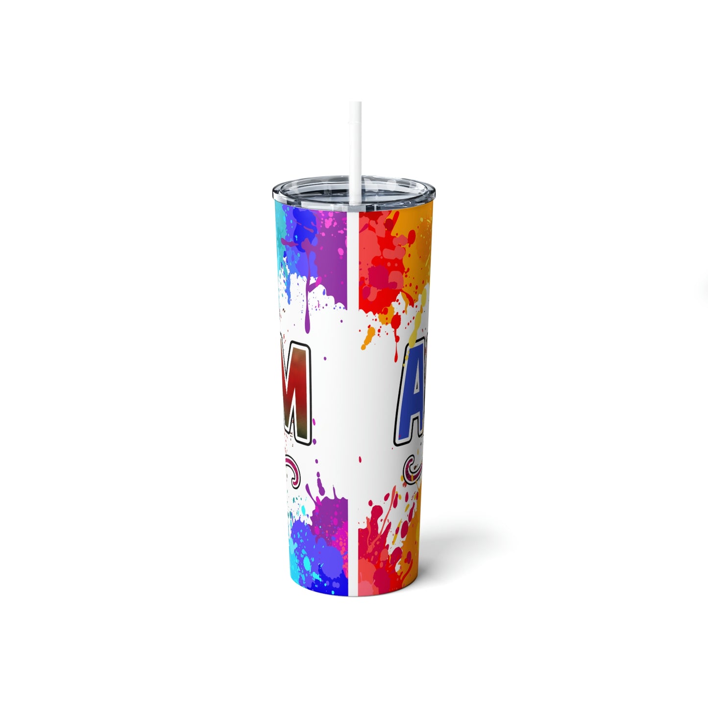 Autism Mom Skinny Steel Tumbler with Straw, 20oz