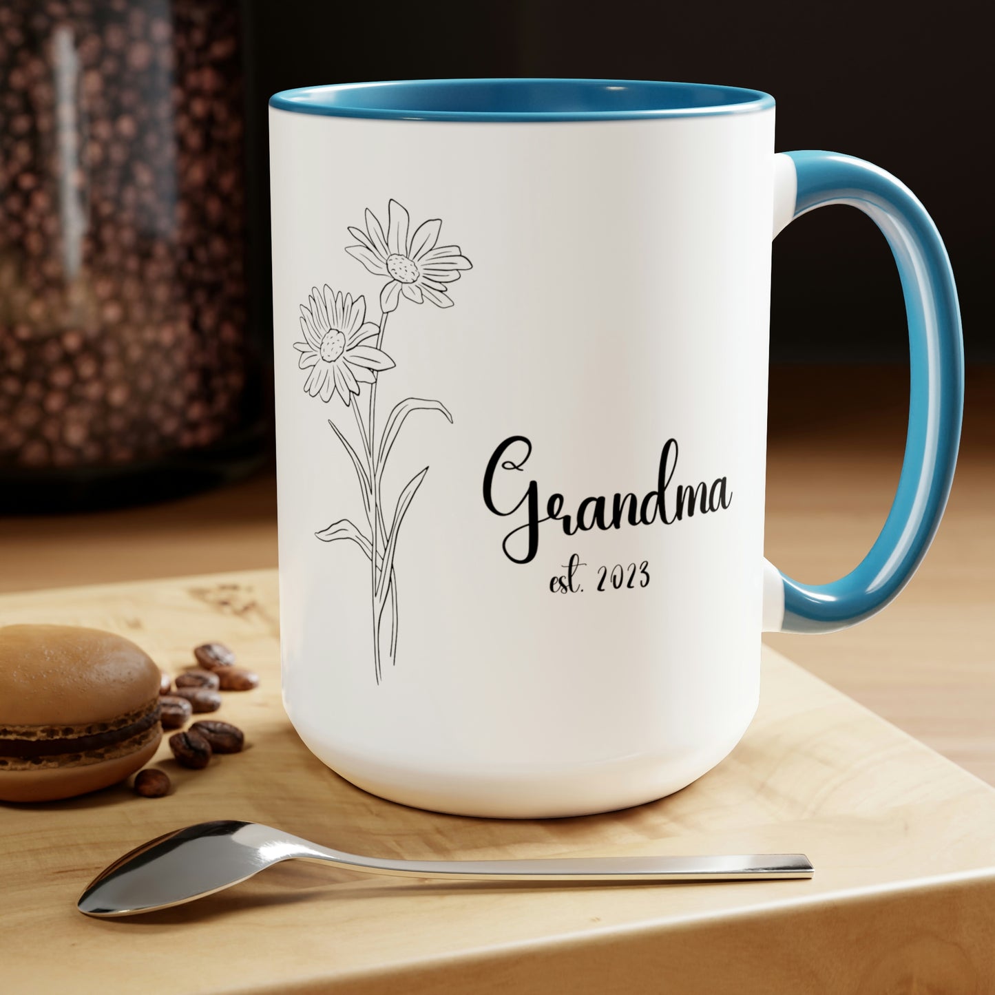 New Grandma's Mug,Birth Month Flowers, New Mom Mug, Gifts for Mimi, Birth Month Flowers,Personalized Mug Coffee 15oz