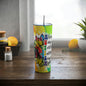 Autism Always Unique Totally Intelligent Sometimes Mysterious Skinny Steel Tumbler with Straw, 20oz