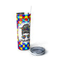 Autism Mom Skinny Steel Tumbler with Straw, 20oz