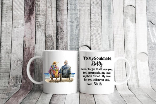 Personalized To My Soulmate Couple on the Beach Mug 15oz