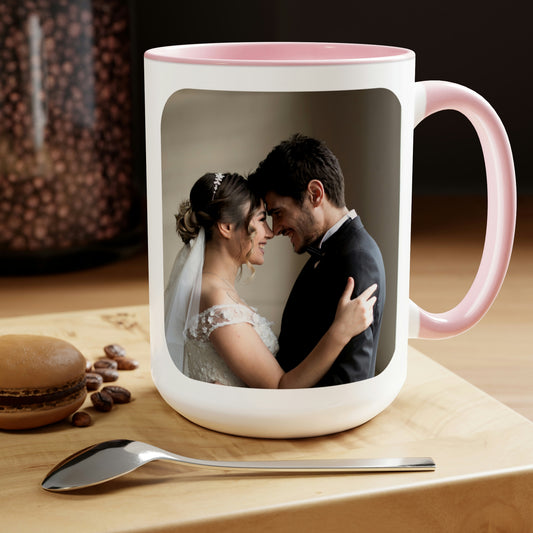 Personalized Two-Tone Coffee Mugs, 15oz | Bridal Shower Gift, Anniversary Gift, Newlywed Gift