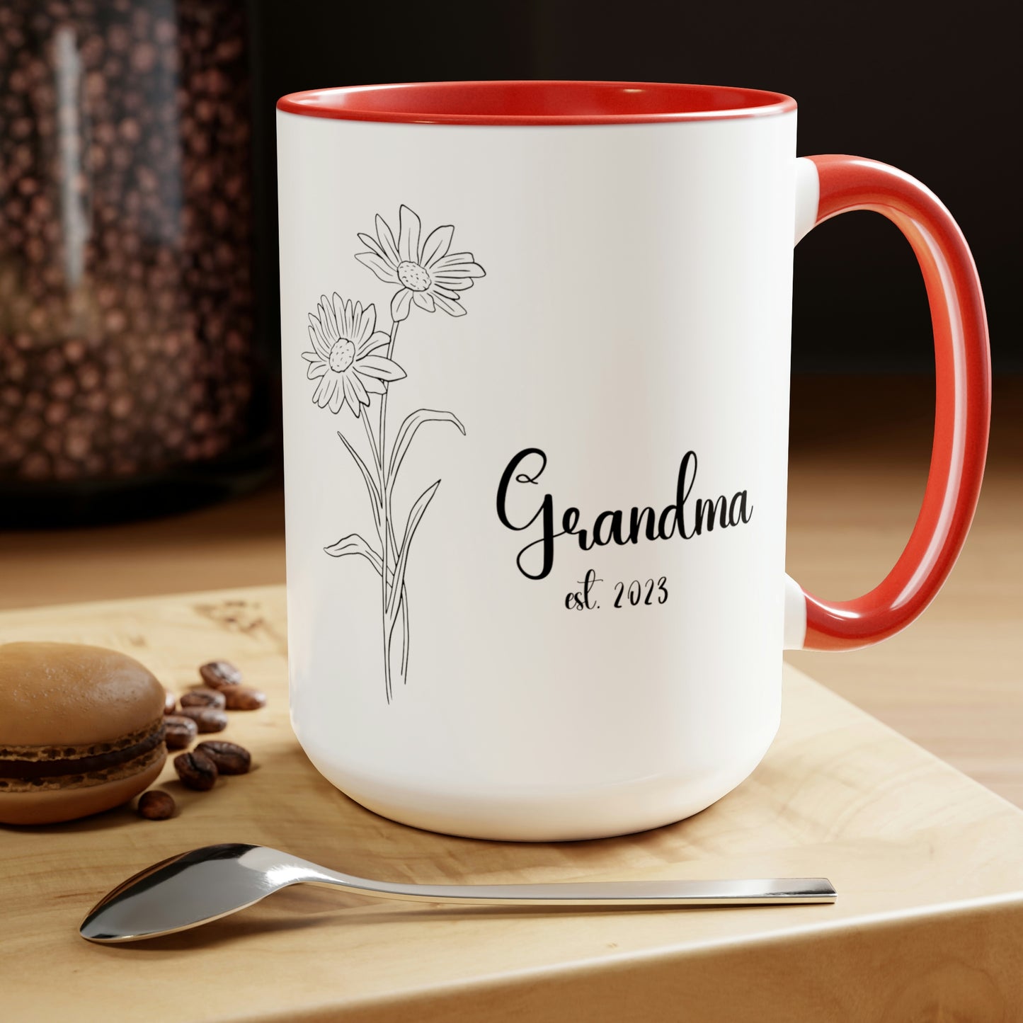 New Grandma's Mug,Birth Month Flowers, New Mom Mug, Gifts for Mimi, Birth Month Flowers,Personalized Mug Coffee 15oz