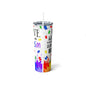 I Love Autism Skinny Steel Tumbler with Straw, 20oz