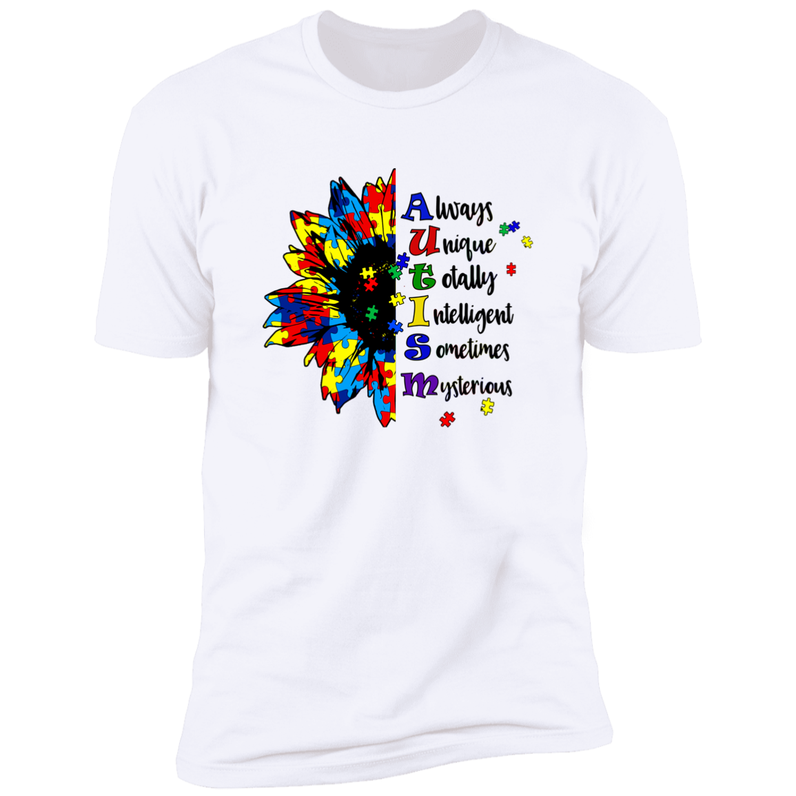 Autism with half Sunflower T-Shirt
