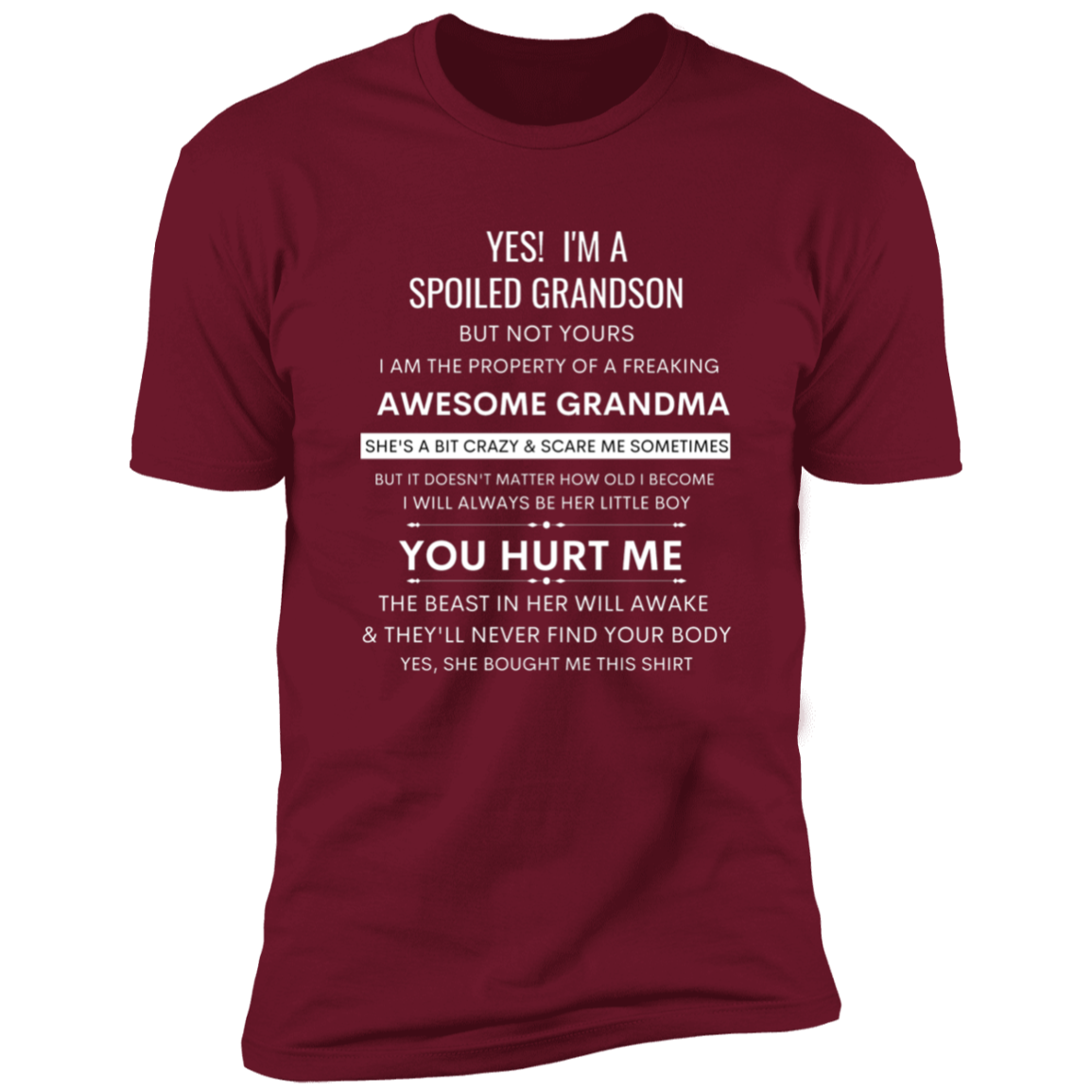 YES! I'm a Spoiled Grandson | Grandson t-shirt, Gift From Grandma, Funny Family Shirt