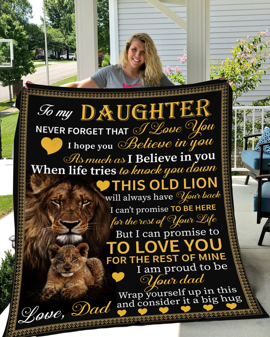 TO MY DAUGHTER LION Cozy Plush Fleece Blanket - 50x60