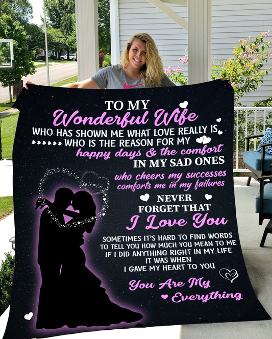 TO MY WONDERFUL WIFE | Cozy Plush Fleece Blanket - 50x60 | Anniversary gift Gift from husband Wife birthday gift Wife anniversary Gift for wife