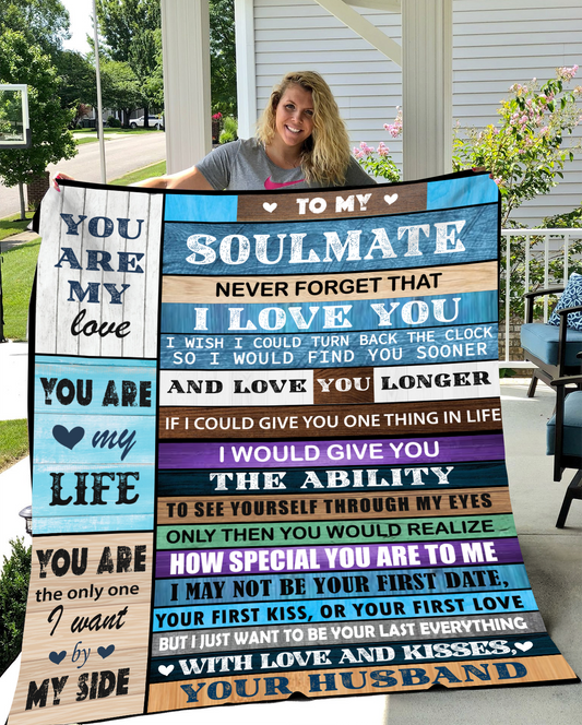 TO MY SOULMATE Cozy Plush Fleece Blanket - 50x60 Gift for soulmate, Anniversary gift, Girlfriend gift, Gift for wife, Birthday gift