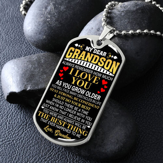 TO MY DEAR GRANDSON | Grandson Necklace, Gift For Grandson, To My Grandson, Gifts From Grandma