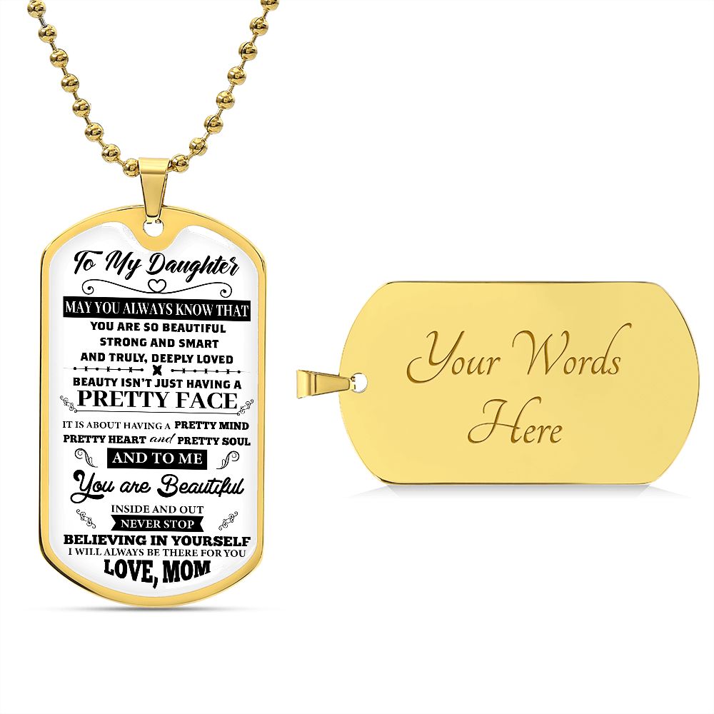 TO MY DAUGHTER DOG TAG | Daughter Necklace, Gift For Daughter, Daughter Dog Tag, Love Mom