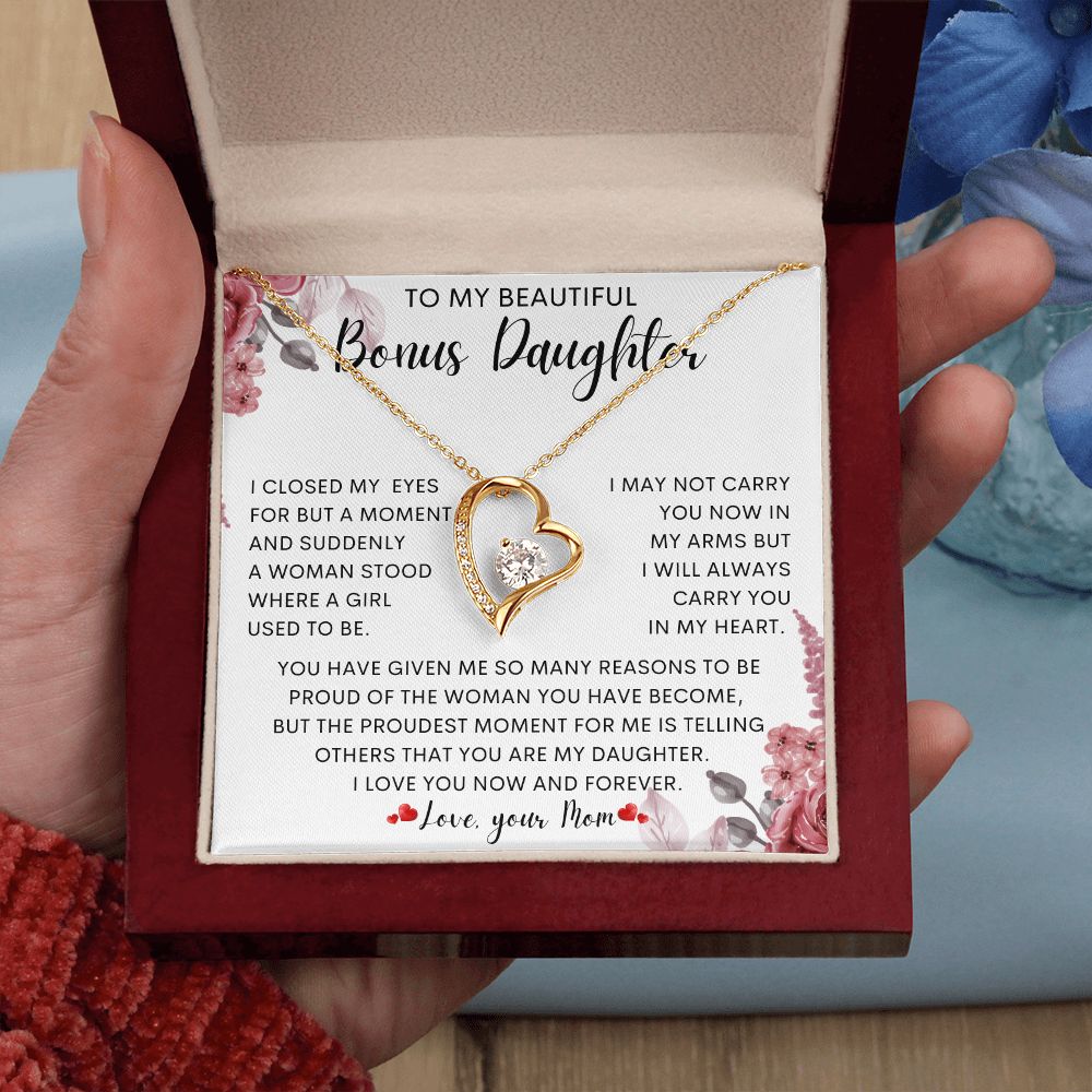To My Beautiful Bonus Daughter | Gift For Daughter, Daughter Necklace, Birthday Gift