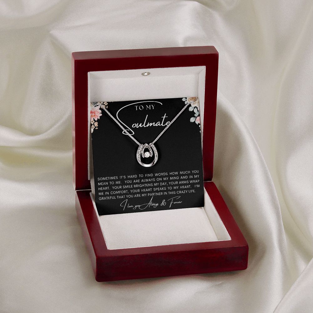 TO MY SOULMATE | LUCKY IN LOVE | Gift for soulmate, Anniversary gift, Girlfriend necklace, Gift for wife, Birthday gift
