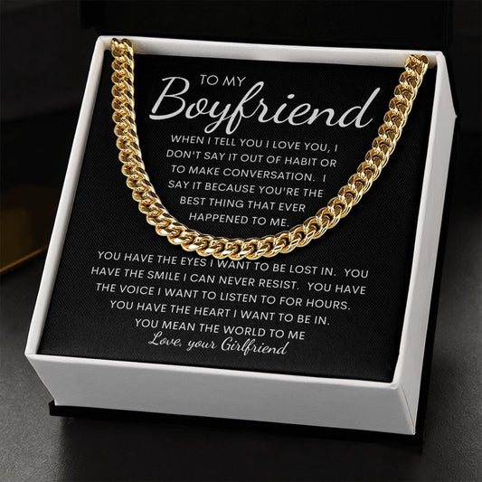 TO MY BOYFRIEND | Cuban Link Chain | Boyfriend Necklace, Boyfriend Birthday, Necklace For Him, Gift For Boyfriend