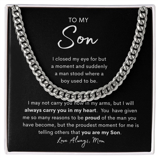 To My Son | Son Birthday Gift | Mens Chain Link | Gift From Mother | Birthday Gift From Mom | Gift For Him | Gift For Son From Mom