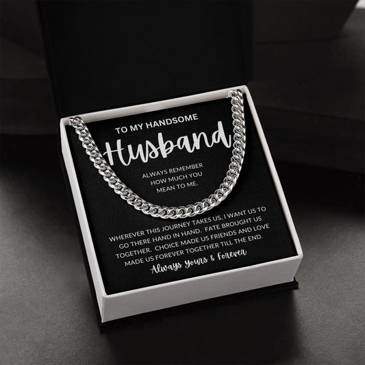 To My Handsome Husband | Cuban Chain Link | Anniversary gift, Gift for him, Gift for husband, Husband birthday, Gift from wife