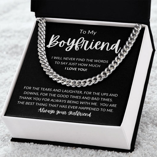 TO MY BOYFRIEND | Cuban Link Chain | Gift For Boyfriend  Anniversary Gift, Gift For Him, Boyfriend Necklace, Boyfriend Birthday