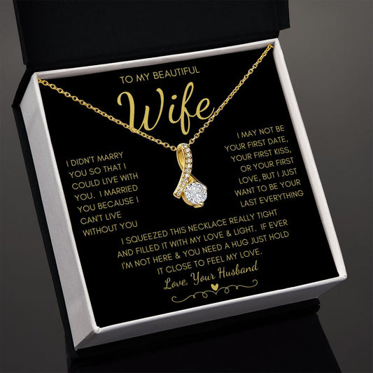 To My Beautiful Wife | Alluring Beauty Necklace Yellow Gold Finish | My Love & Light