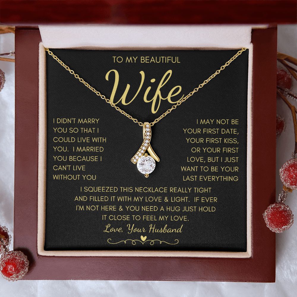 To My Beautiful Wife | Alluring Beauty Necklace Yellow Gold Finish | My Love & Light