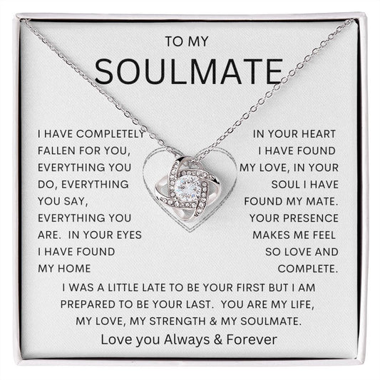 TO MY SOULMATE | Love Knot Necklace | Wife anniversary girlfriend necklace to Gift for soulmate gift for her