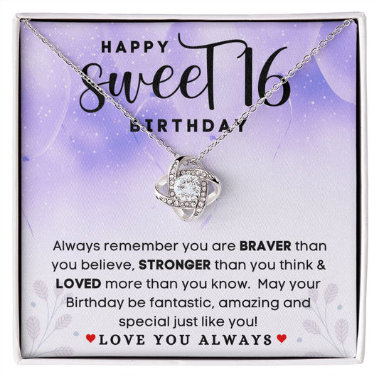 Happy Sweet 16 Birthday | Love Knot Necklace |