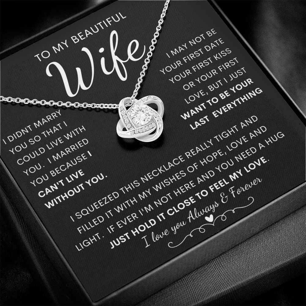 TO MY BEAUTIFUL WIFE | Love Knot Necklace | Anniversary gift, Gift from husband, Wife birthday gift, Wife anniversary, Gift for wife