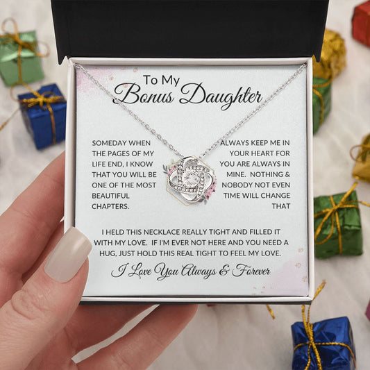 To My Bonus Daughter | Pendant Love Knot Necklace | Someday When The Pages