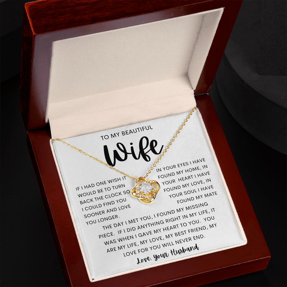 TO MY BEAUTIFUL WIFE | Love Knot Necklace | Anniversary gift Gift from husband Wife birthday gift Wife anniversary Gift for wife