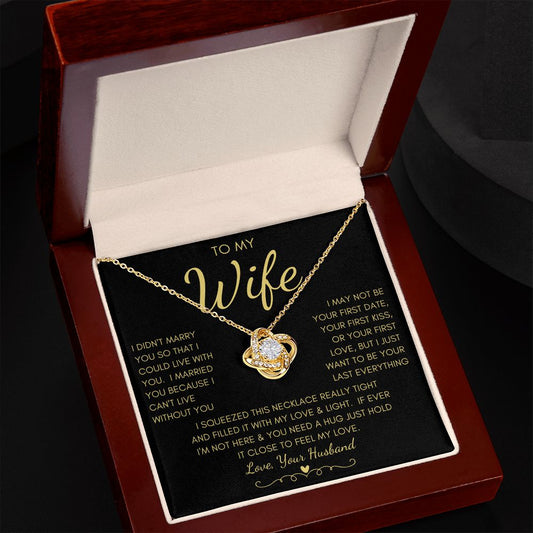 To My Wife | Love Knot Necklace Yellow Gold Finish | To My Wife Gifts, Gift for wife, Anniversary gift, Necklace for wife, Wife gift ideas