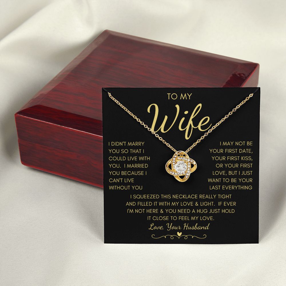 To My Wife | Love Knot Necklace Yellow Gold Finish | To My Wife Gifts, Gift for wife, Anniversary gift, Necklace for wife, Wife gift ideas