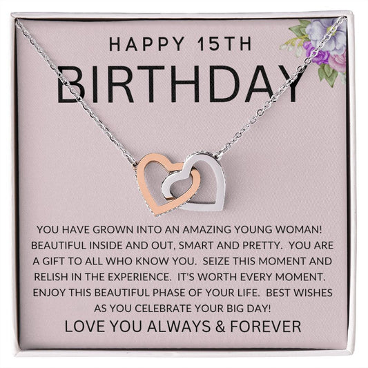 Happy 15th Birthday | Interlocking Hearts necklace
