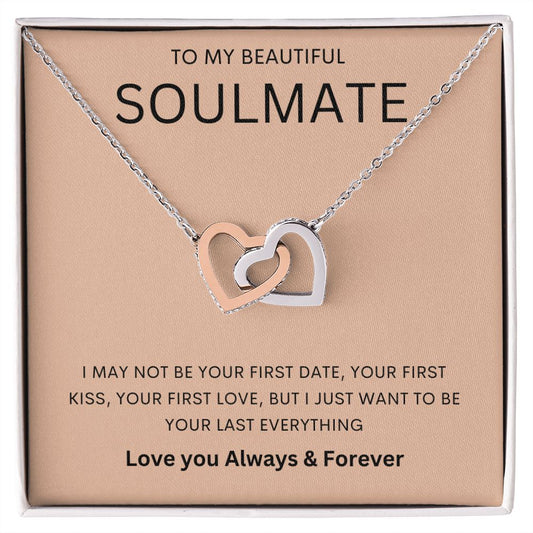 TO MY BEAUTIFUL SOULMATE | Interlocking Hearts necklace | Soulmate gift, Anniversary gift, Gift for soulmate Wife necklace,