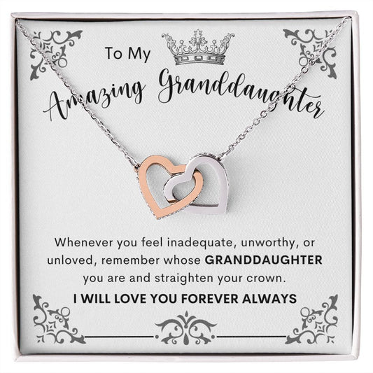 To My Amazing Granddaughter | Interlocking Hearts necklace