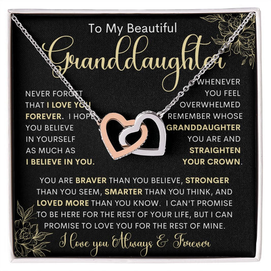 To My Beautiful Granddaughter | Interlocking Hearts necklace