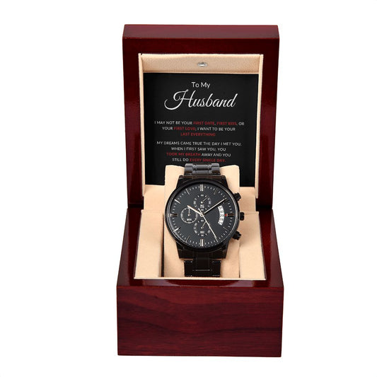 To My Husband | Black Chronograph Watch | Anniversary gift, Gift for him, Gift for husband, Husband birthday, Gift from wife