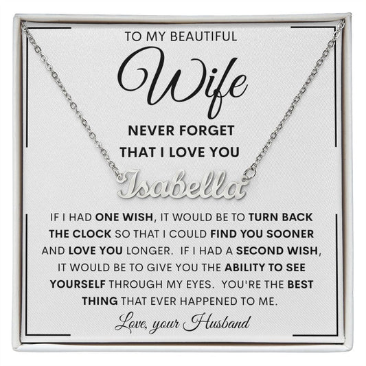 To My Beautiful Wife | Personalized Name Necklace | Anniversary gift, Gift from husband, Wife birthday gift, Wife anniversary, Gift for wife