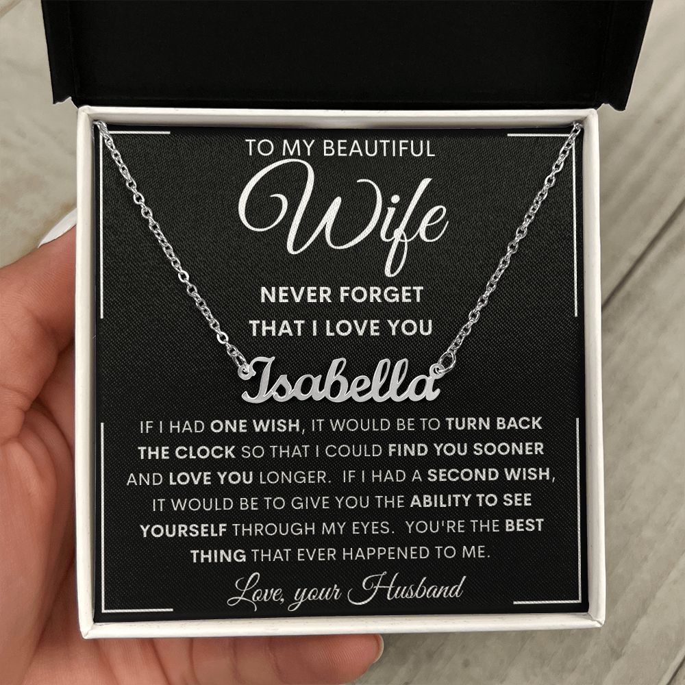 To My Beautiful Wife | Personalized Name Necklace | Anniversary gift, Gift from husband, Wife birthday gift, Wife anniversary, Gift for wife