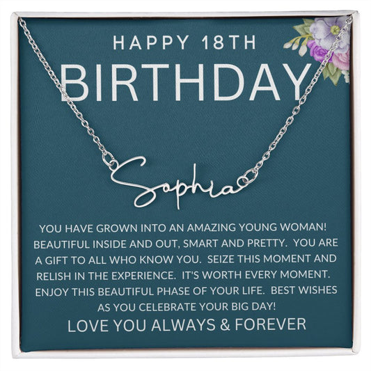 Happy 18th Birthday | Signature Style Name Necklace