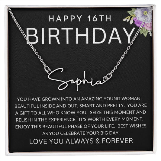 Happy 16th Birthday | Signature Style Name Necklace