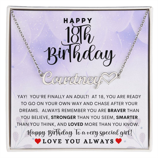 Happy 18th Birthday | Personalized Heart Name Necklace |