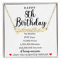 Happy 8th Birthday | Personalized Heart Name Necklace
