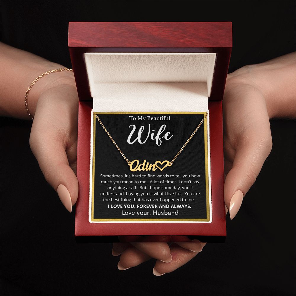 To My Beautiful Wife | Personalized Heart Name Necklace