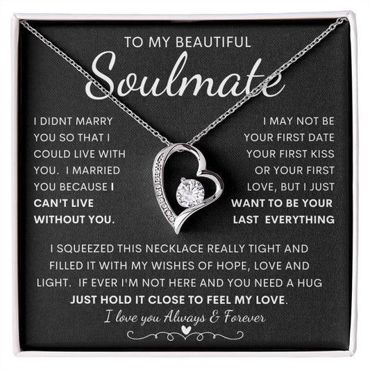 TO MY BEAUTIFUL SOULMATE | Forever Love Necklace | Gift from husband, Gift for soulmate, Anniversary necklace, Gift for Wife, Birthday gift