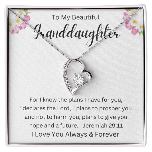 To My Granddaughter | Forever Love Necklace | Faith Message Card
