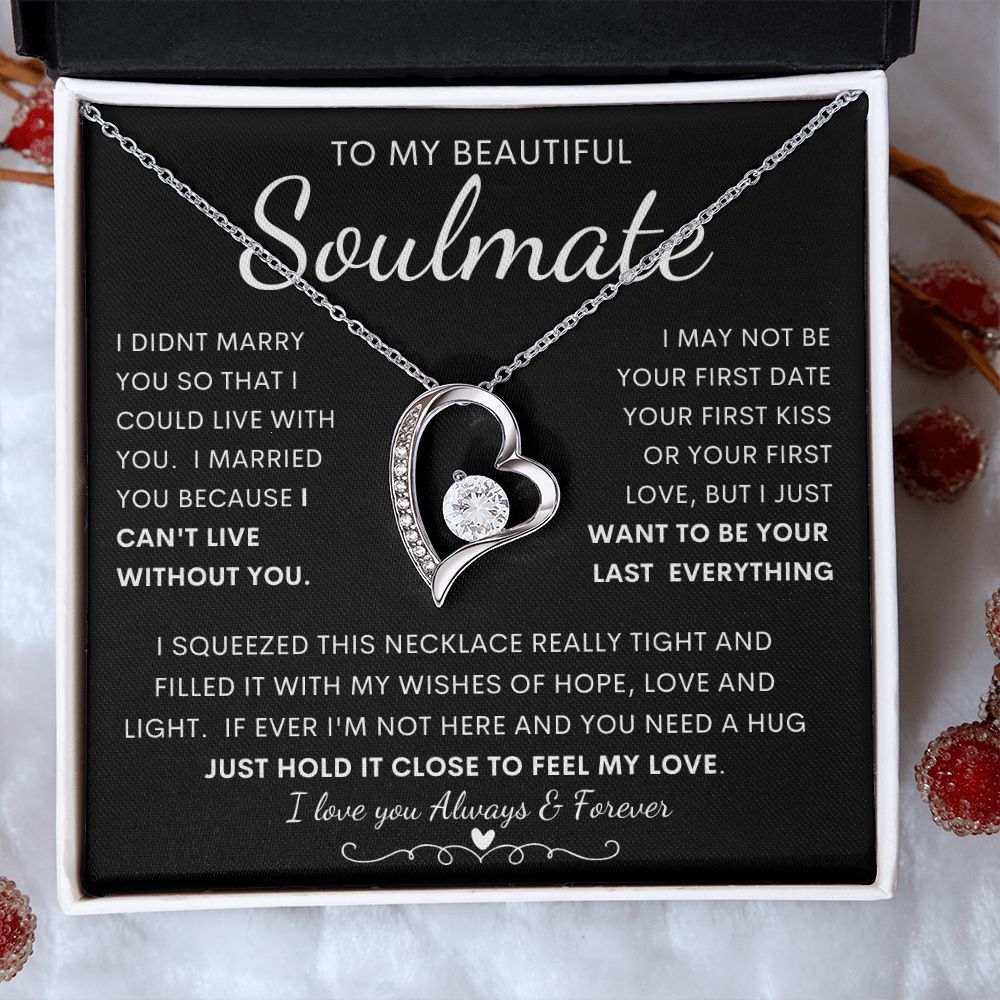 TO MY BEAUTIFUL SOULMATE | Forever Love Necklace | Gift from husband, Gift for soulmate, Anniversary necklace, Gift for Wife, Birthday gift